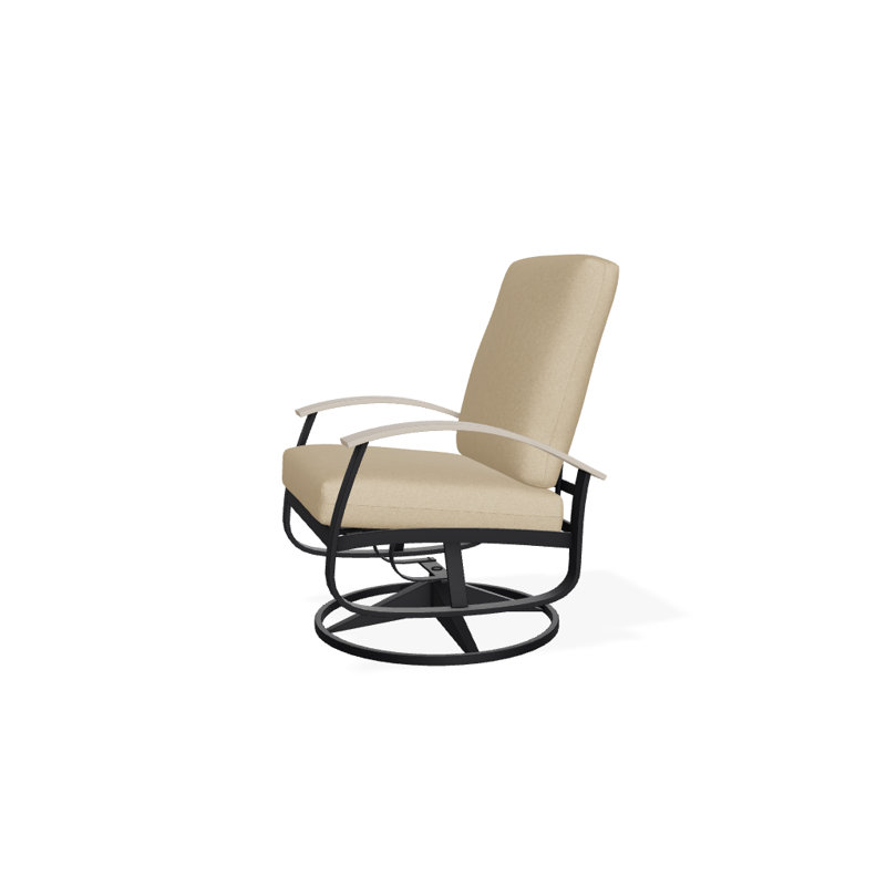 Belle Isle Outdoor Swivel Lounge Chair, Cast Ash Sunbrella® Plainweave, Desert P60, Textured Black