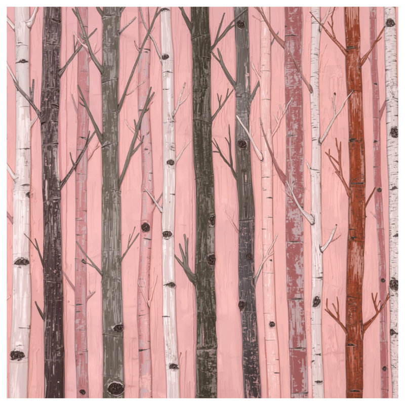 Rideaux de douche Tall Birch Trees, L 70 po x H 93 po, Medium Pink Dark Brown