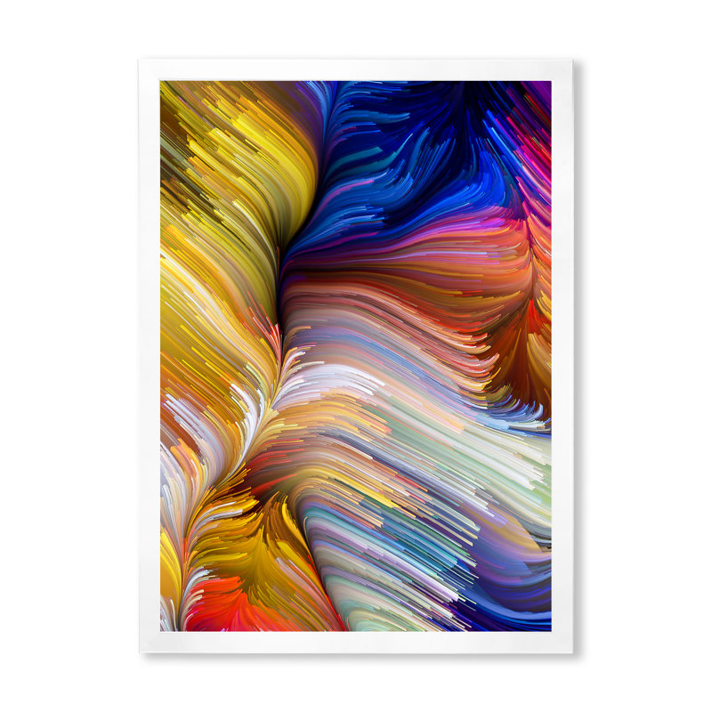 Évasion de l'art liquide - œuvre d'art moderne sur toile, Cadre photo blanc, H 44 po x l 34 po x P 1,5 po