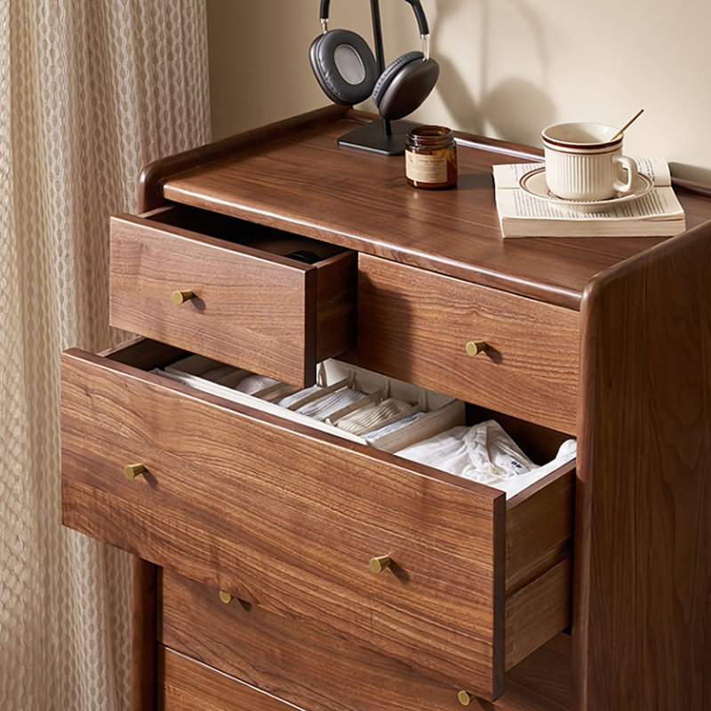 Commode d'appoint simple en bois massif de noyer noir
