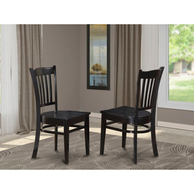 Groton Dining Chairs - Slat Back Wood Seat Kitchen Chairs, Set of 2, Black