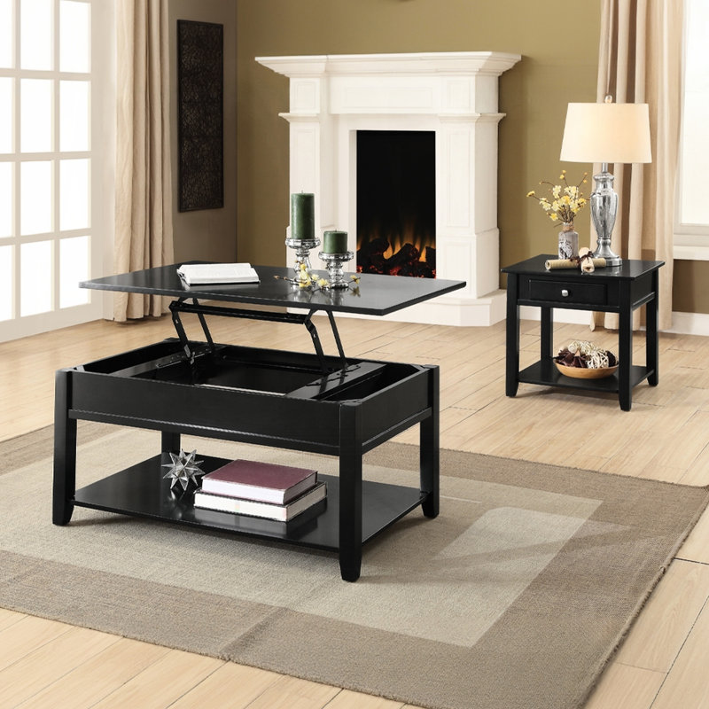 Table de bout noire pour une utilisation quotidienne avec style - 22 pouces de haut avec rangement inférieur et 22 po x 22 po