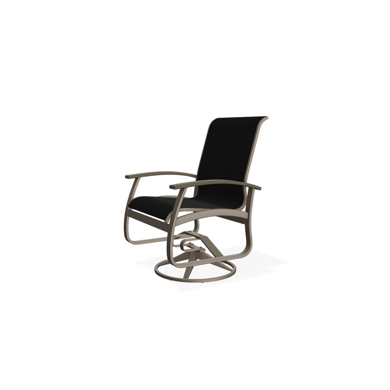 Belle Isle Outdoor Dining Armchair, Black 5D Sunbrella®, Beachwood P40, Textured Beachwood