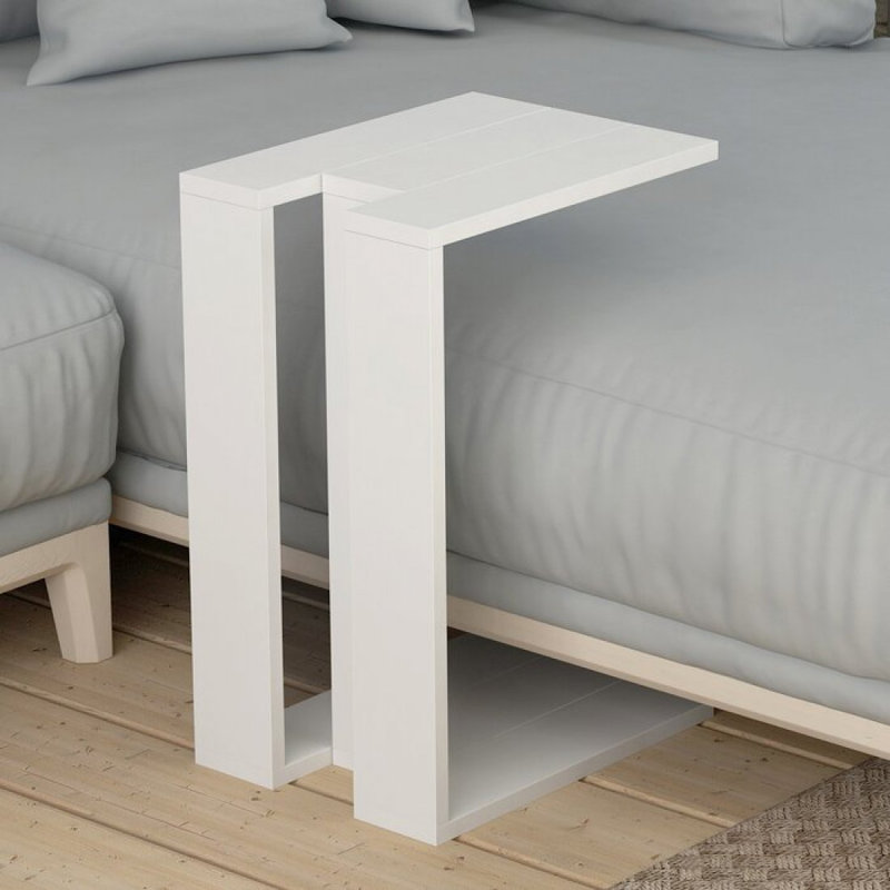 Stylish White Side Table, 11.8 x 22.4 x 15.7 Inches | 100% Melamine Coated Particle Board, Thickness: 0.7 Inches | Modern Design, Perfect for Living Room & Bedroom, Elegant & Functional Furniture Piece