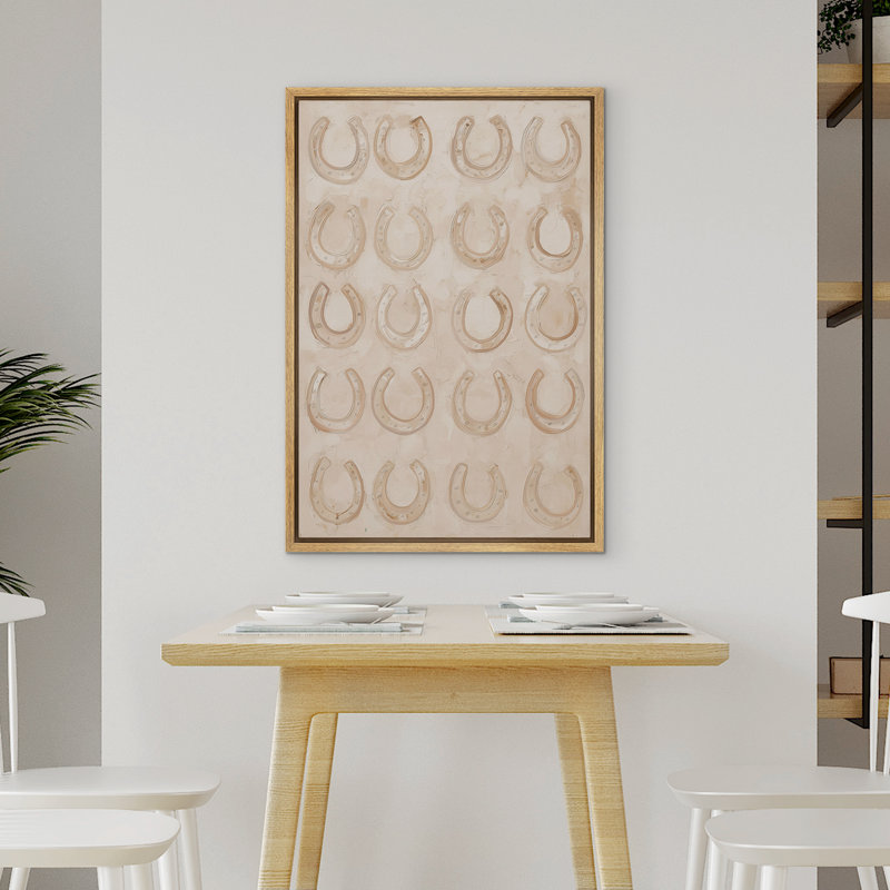 «Neutral Western Horseshoe Motif Luck Symbole», reproduction d'art sur toile encadrée, H 36 po x l 24 po x P 1,5 po, Natural