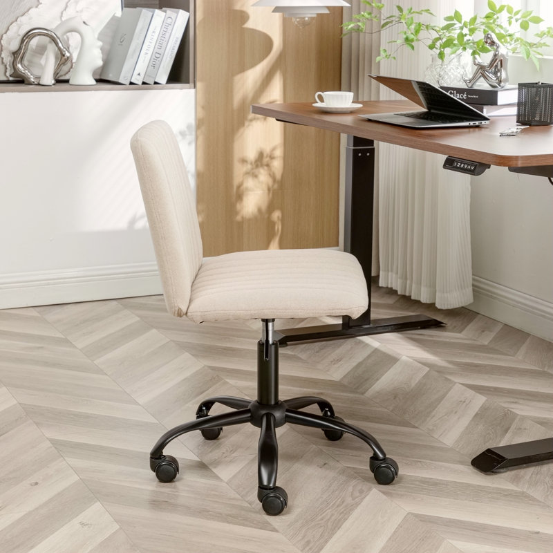 Chaise de bureau pivotante en tissu, Beige