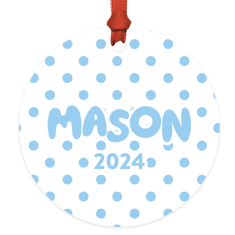 Arbre de Noël personnalisé à motif de pois bleu 20x pour enfants, Oui