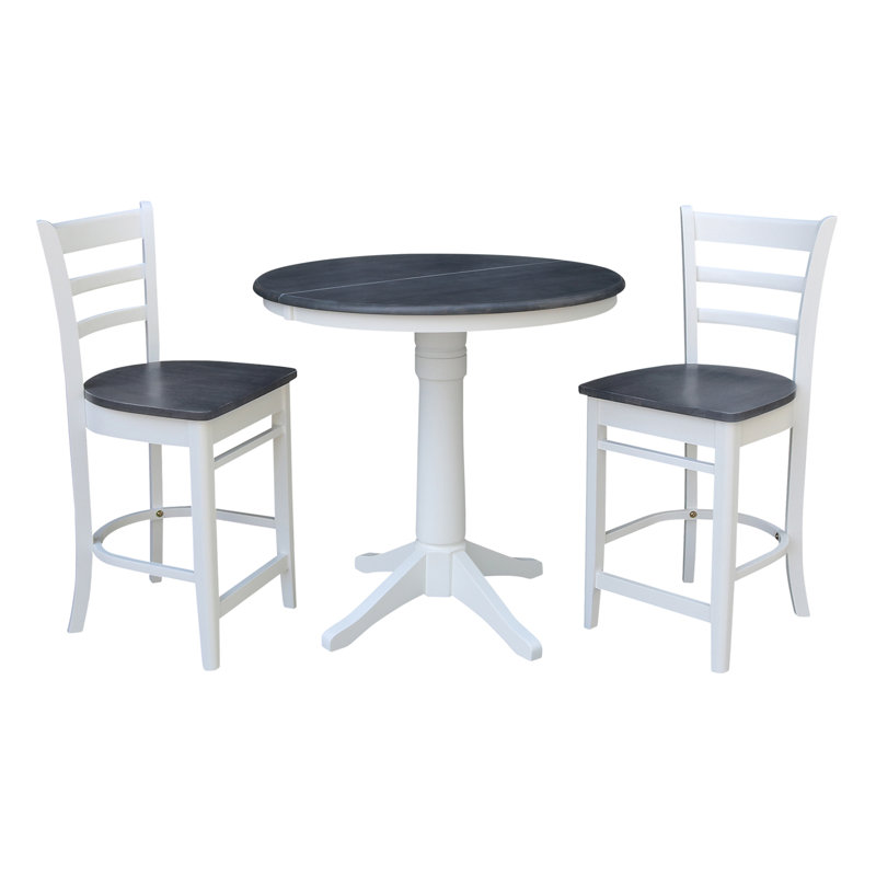 Ensemble de salle à manger Clidy, 3, Blanc / gris bruyère