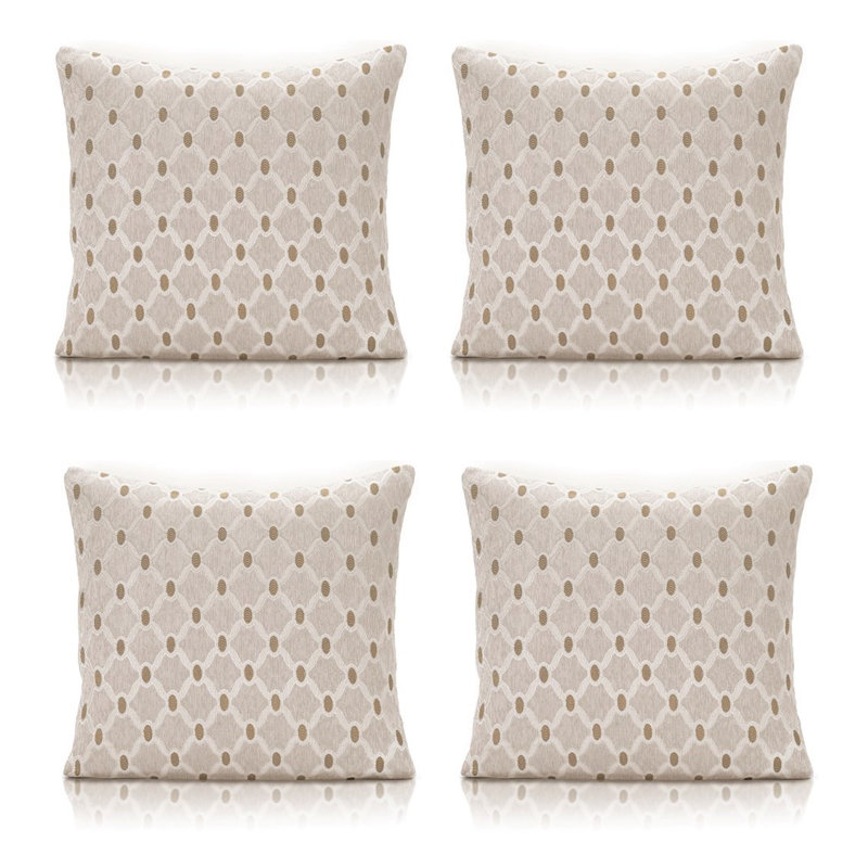 Beauville Geometric Square Cushion, Cream, 45 cm H x 45 cm W x 15 cm D