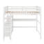 Lit mezzanine double avec tiroirs, bureau et tablettes