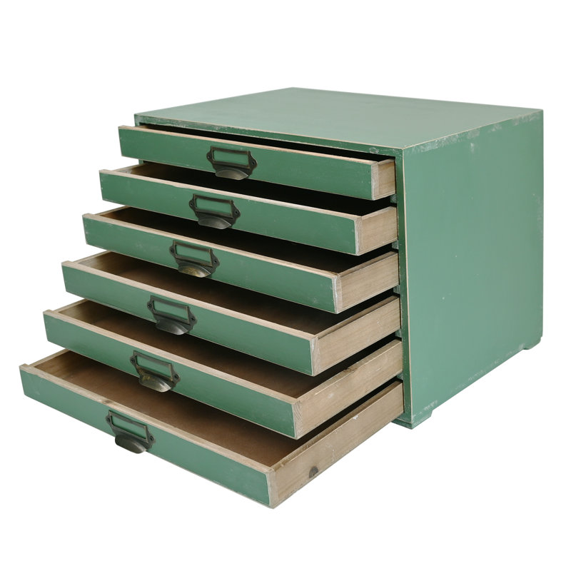 Organisateur de bureau rétro en bois avec tiroirs, boîte à bijoux rustique patinée, rangement pour casse-tête, artisanat, fournitures de bureau, décor de ferme rustique