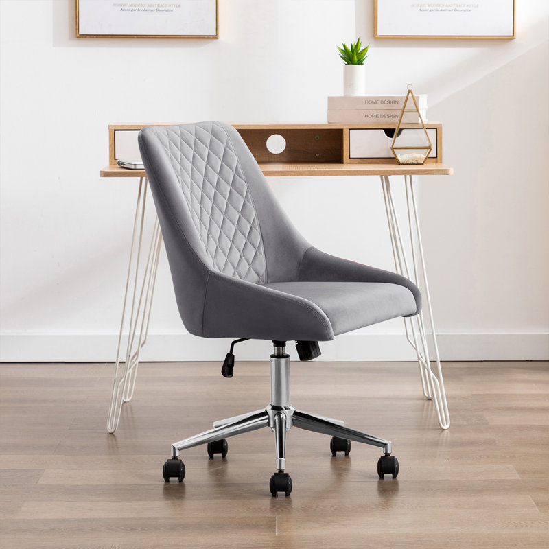 Chaise de bureau en velours Zurich, Chrome, gris