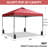 10X10 Pop Up Canopy  Tent With One Push Setup,  Instant Portable Shelter With Sandbags, Red-123311108-123311103