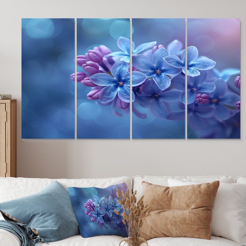 Ensemble de salon art mural lilas bleu mauve lilas, H 28 po x l 48 po