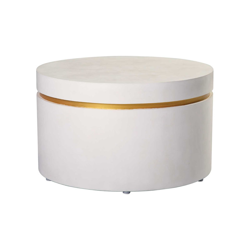 Perpetual Outdoor Round Side Table, Ivory White/Gold