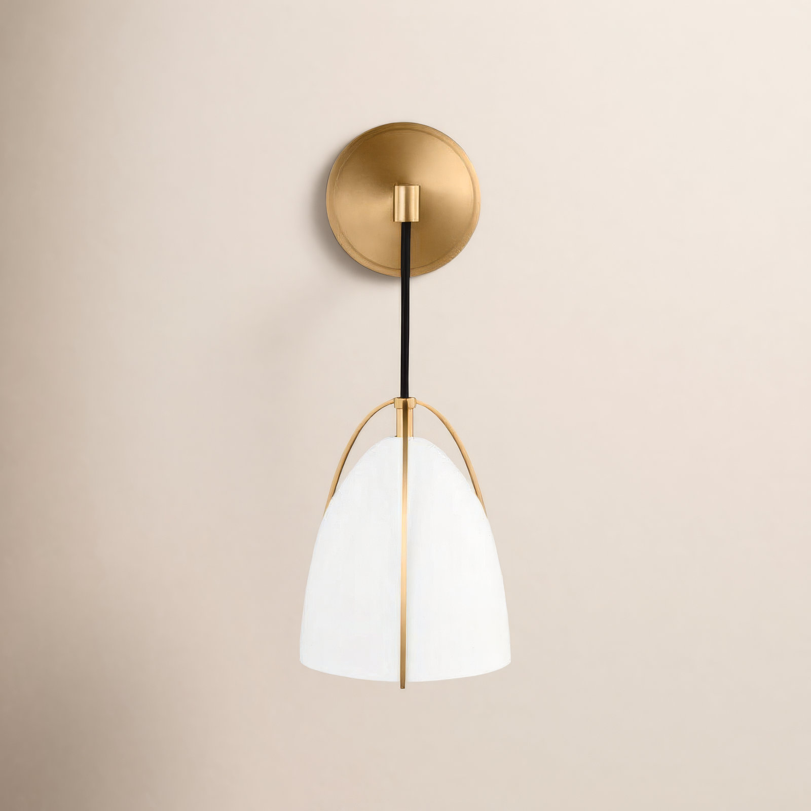 Nikki Single Dimmable Bath Sconce, Satin Brass, No, Steel Matte White