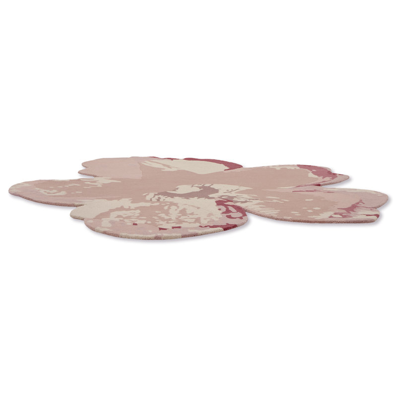 Wool Abstract Area Rug in Pink/Beige, Novelty 4'11 x 4'11