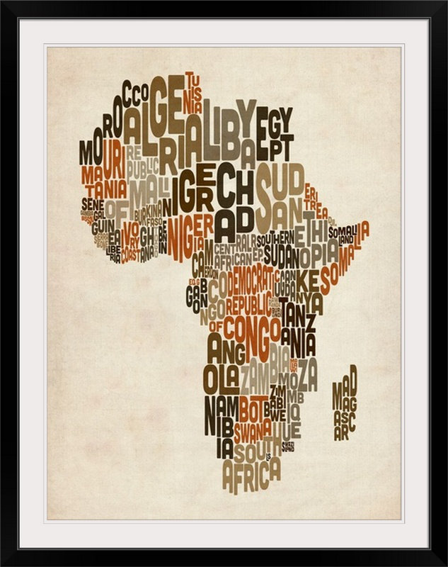 Ebern Designs Francy 'Typography Text Map of Africa' by Abarca Textual ...