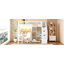 Lit mezzanine simple en bois avec bureau intégré, DEL, tablettes de rangement