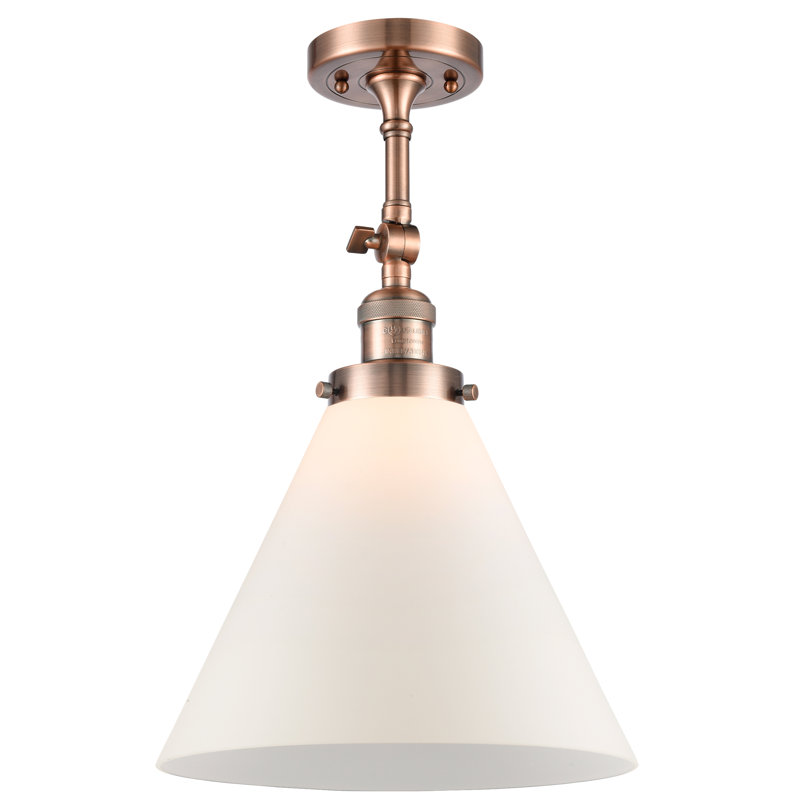 Tenny Flush Mount, Matte White, No Bulb Included, Antique Copper