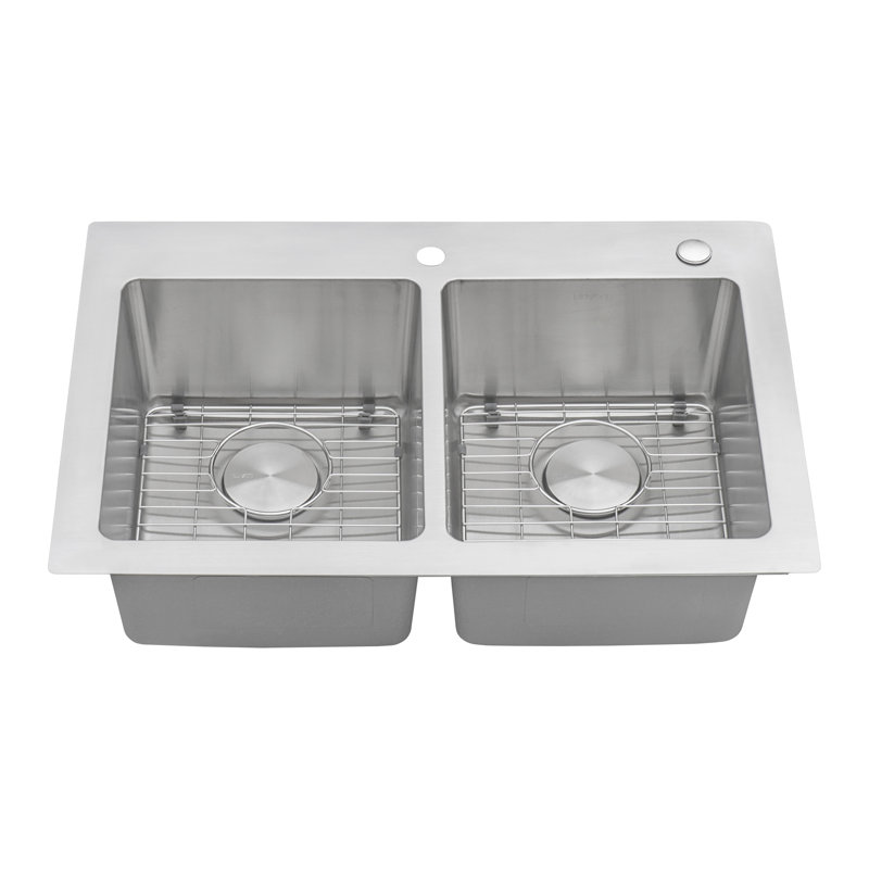 Ruvati 37" Stainless Steel Double Bowl Drop-In Kitchen Sink