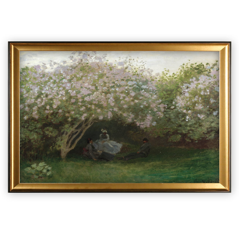 « lilacs gray weather » par claude monet, reproduction de peinture à l’huile, H 20 po x l 24 po x P 1,5 po, Cadre doré