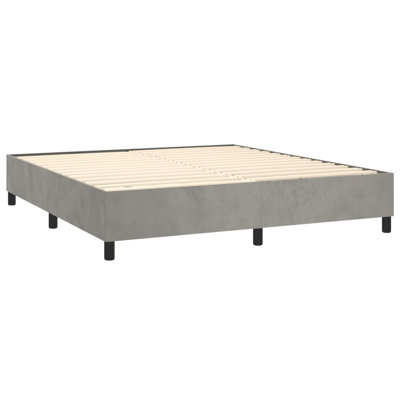 Box Spring Bed Frame Light Grey King Velvet 