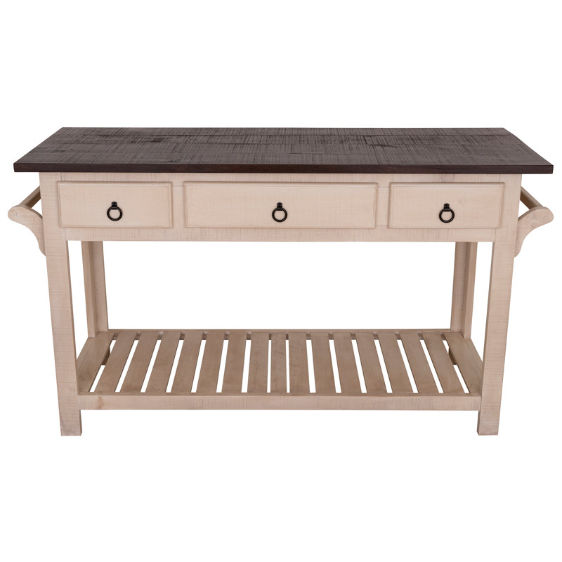 Sirenna Solid Wood Kitchen Island, Ivory