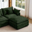 Canapé modulaire modulaire, ensemble de canapé en forme de L de 102 pouces pour le salon, canapé à 3 places confortable avec repose-pieds mobile, combinaison de bricolage, chenille, vert