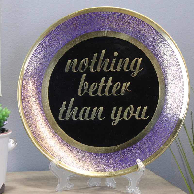 Plaque décorative en laiton à fixation murale nothing better than you Akash, Mauve