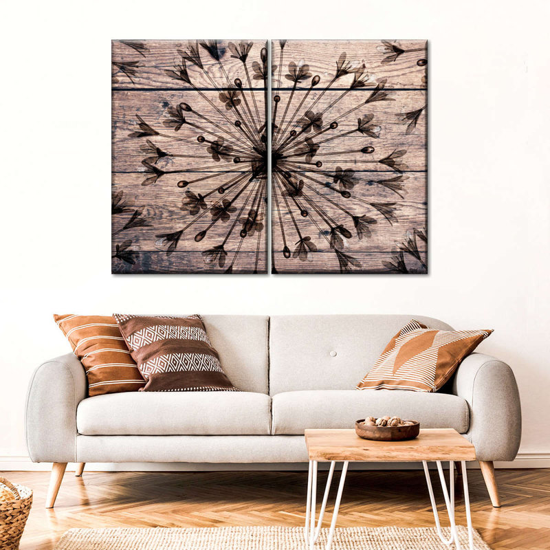 Wooden Black Floral Multi Piece Canvas Print, H 36 po x l 49 po x P 1,25 po