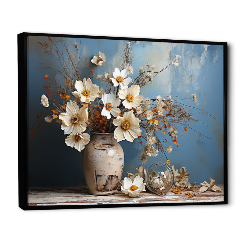 " Wildflowers Bouquet Still Life ", Black Floater Framed, 34" H x 44" W x 1.5" D