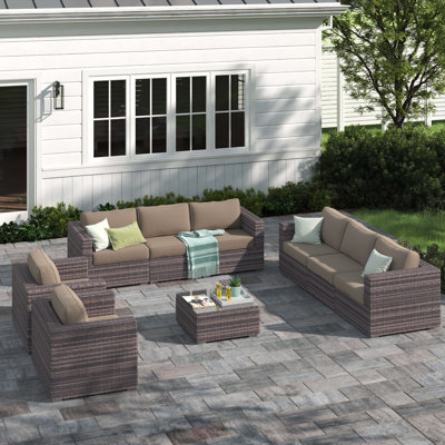 Lazaro 8-Person Patio Seating Group with Sunbrella Cushions