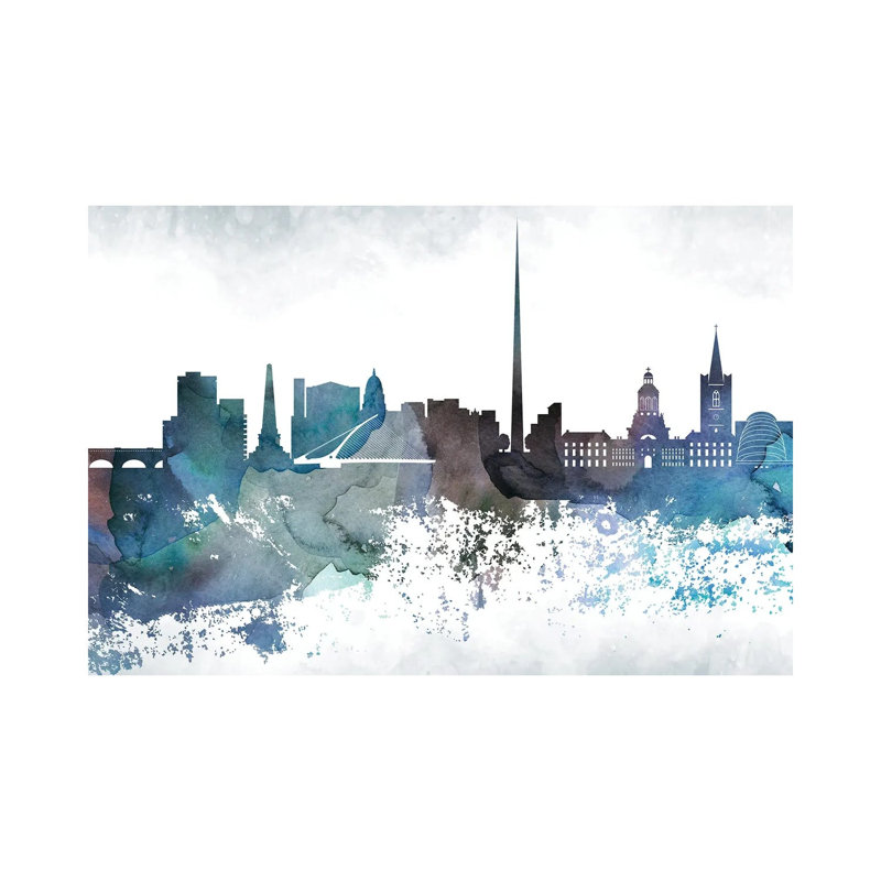 Dublin Bluish Skyline by WallDecorAddict - Wrapped Canvas Print, 66.04 cm H x 45.72 cm W x 3.175 cm D
