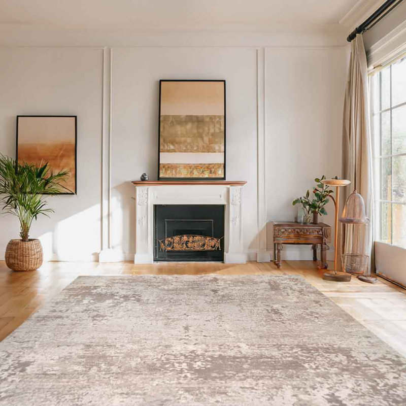 Lorenz Cozy Cream/Beige Modern Abstract Area Rug – Soft Durable Polyester Pile with Cotton-Blend Backing – Low-Pile Turkish-Style Area Carpet for Living Room, Bedroom, Hallway