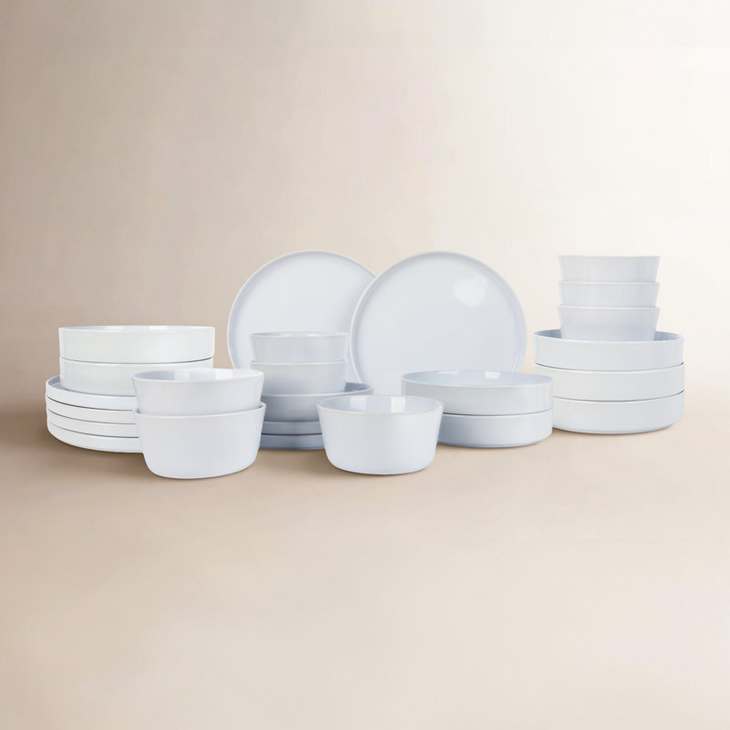 Celina Dinnerware Set Stoneware, White, 24 Pieces