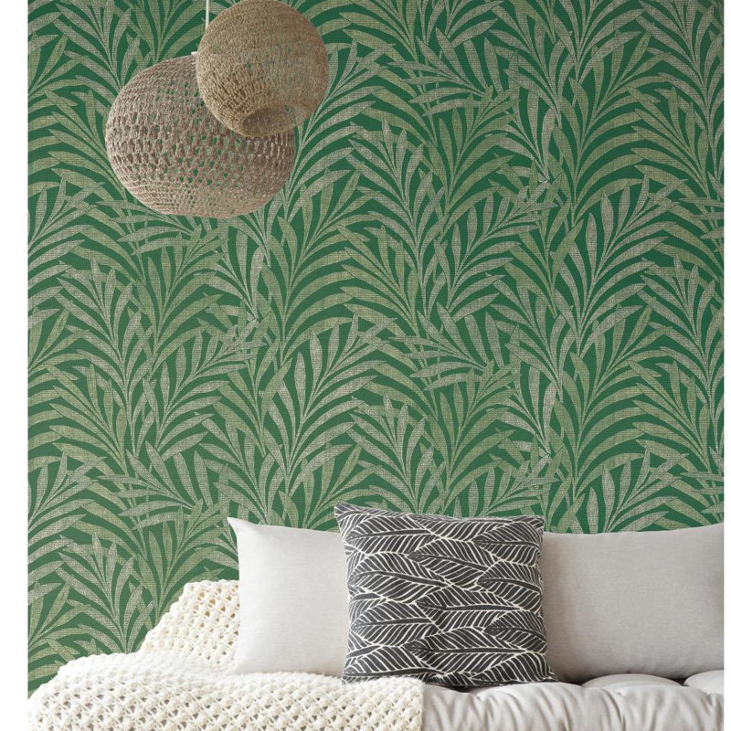 Rouleau de papier peint à rayures L 27 pi x l 27 po Tea Leaves, Vert
