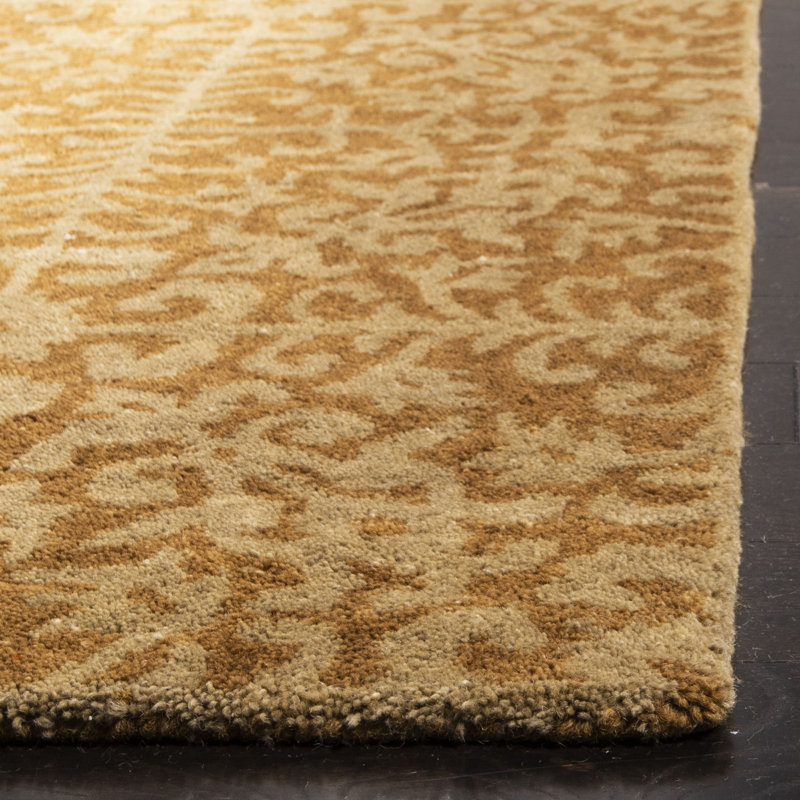 Tapis doré / beige en laine touffeté à la main Dunbar, Rectangle 2 pi 3 po x 4 pi