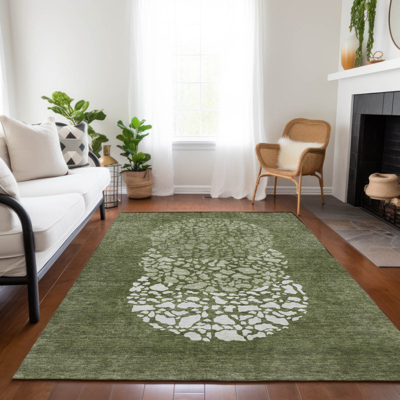 Machine-Washable Stain Resistant Abstract Area Rug, Rectangle 8' x 10'