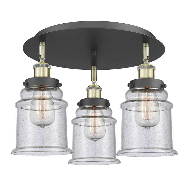Alvi Glass Flush Mount, Seedy, Black Antique Brass