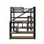 Lit mezzanine double en métal avec escalier, bureau et tablettes