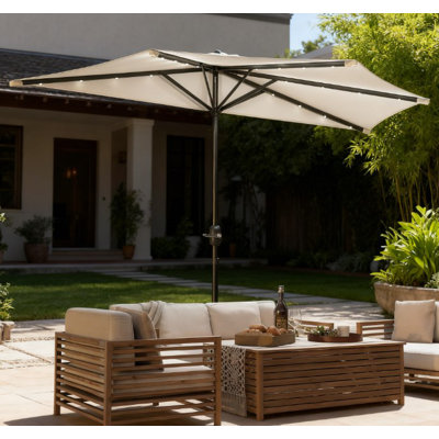 Petit parasol de patio 8 pouces avec manivelle et 8 nervures sans base
