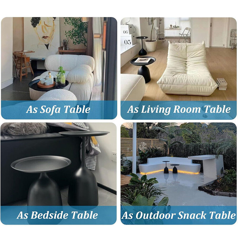 Nesting Table Round Coffee Table Set Modern Living Rooms Tables Metal Minimalist Side Tables, Black