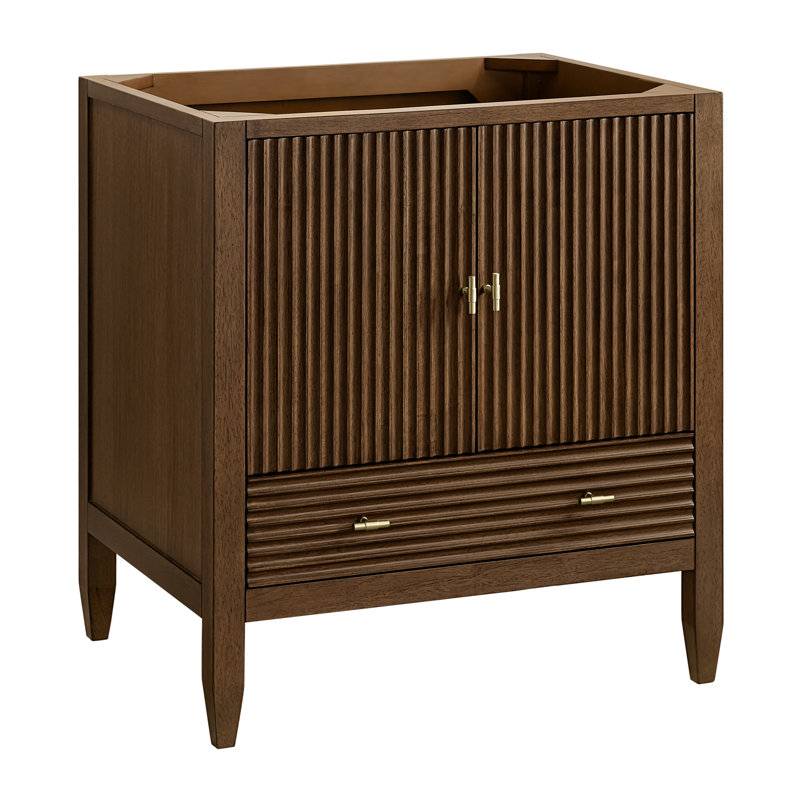 Myrrin 30" W Single Vanity, Tajnar Eclos, Mid-Century Walnut, 8" Widespread