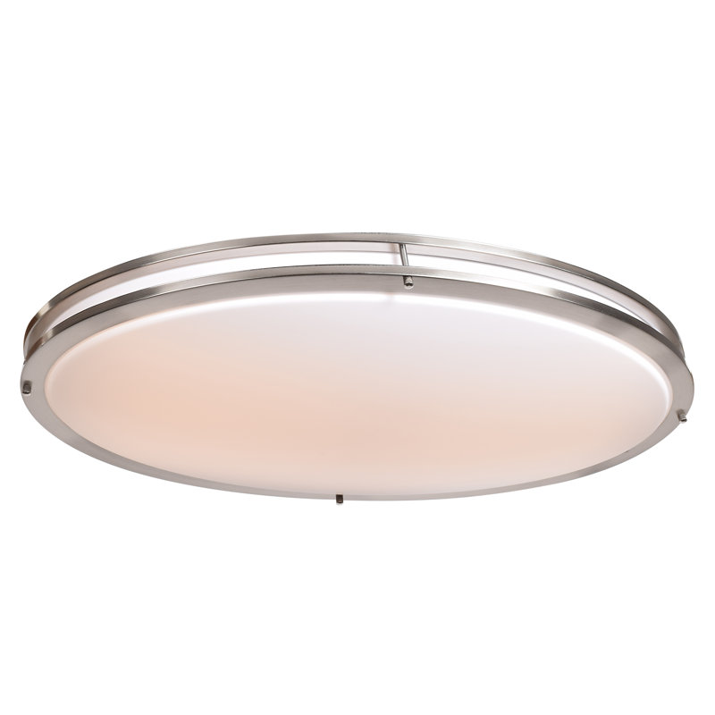 Penning Acrylic Flush Mount, Brushed Steel, 5" H x 18" W x 32" D