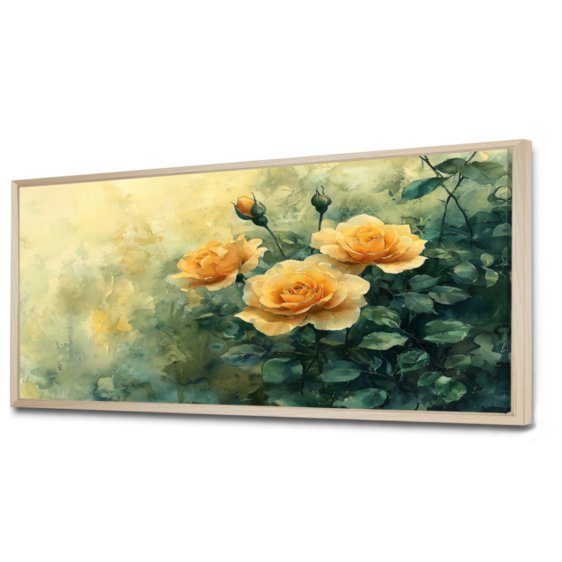 Markowski - Floral Wall Art, H 28 po x l 60 po, Impression encadrée flottante sans passe-partout, Crème, crème