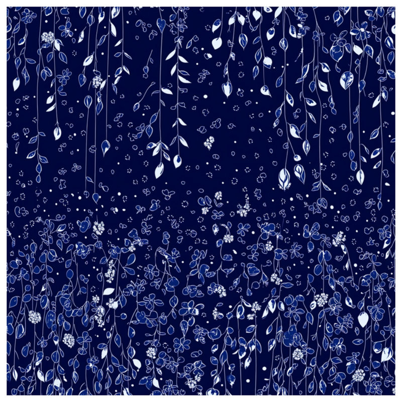 Jeté Floral, L 60 po x l 50 po, Bleu foncé, fleurs