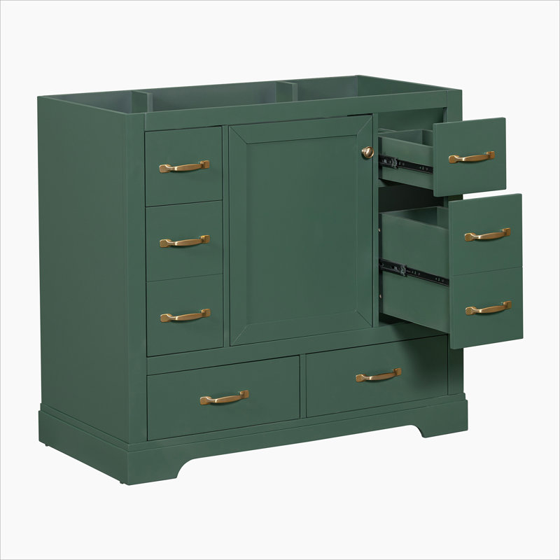 Meuble-lavabo de salle de bain sans lavabo, base d'armoire seulement, six tiroirs, séparateur de tiroir, tablette réglable