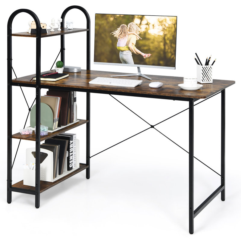Jessaca Computer Desk, Walnut/Black