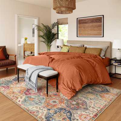 Violia Moroccan Bloom Medallion Area Rug – Plush Textured Accent with Non-Slip Backing